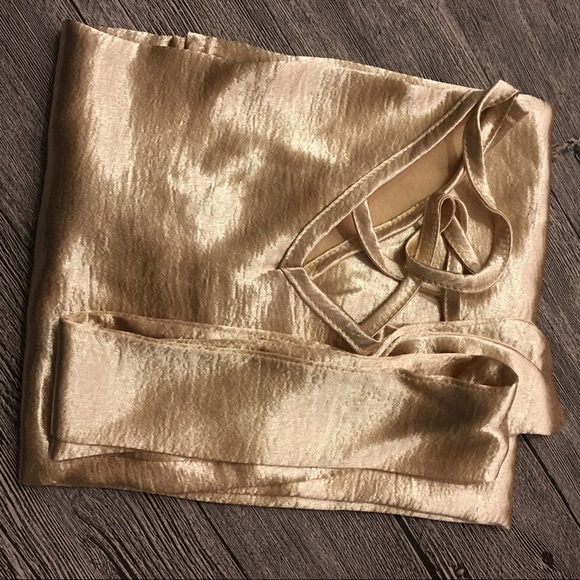 🌟🌟Sexy Light Gold V Cut Silk Midi Dress🌟🌟 - Picture 8 of 8